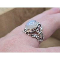 Echt zilveren ring met vlinder band en maansteen